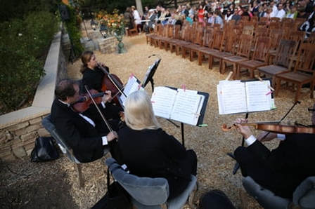 Intimate weddings provide orchestra music at this private venue.